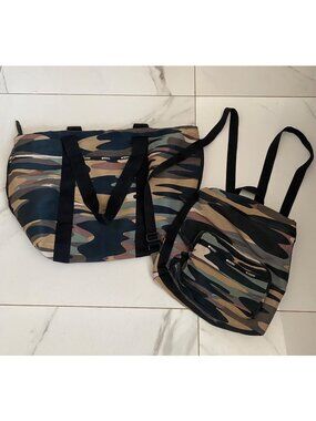 Lesportsac packable camo backpack and large duffle ex cond.